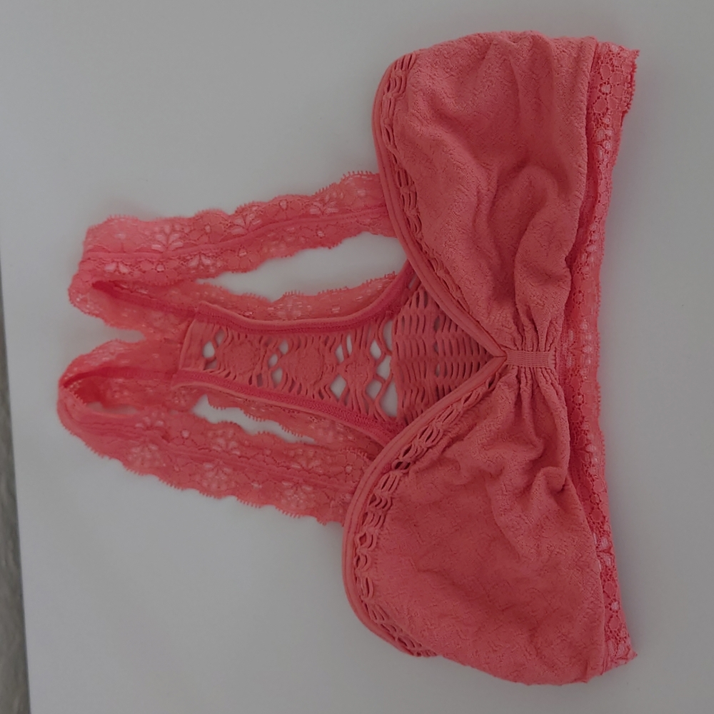 Free People seamless crochet racerback bralette peach sz xs/small